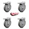 Service Caster 6 Inch Gray Polyurethane Swivel Bolt Hole Caster Set with Total Lock Brake SCC SCC-BHTTL20S614-PPUB-4 - alternate 3